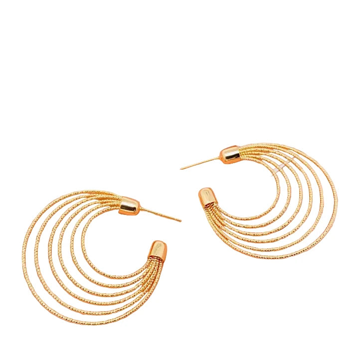 Gold-Plated Multi-Layer Metal Wire Hoop Earring