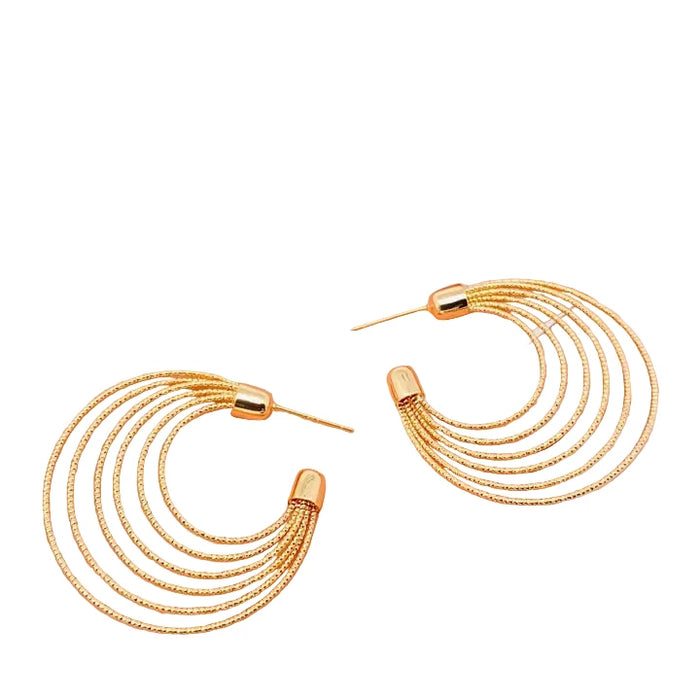 Gold-Plated Multi-Layer Metal Wire Hoop Earring