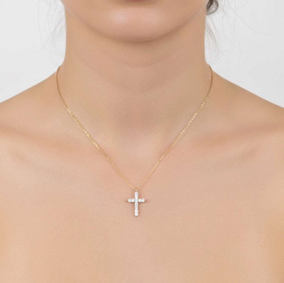 18K Gold Dipped Sterling Silver Dainty Cross Necklace