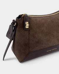 KL: Charlbury Suedette Crossbody Bag In Bitter Choco