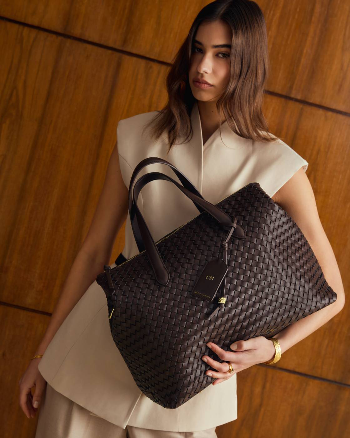 KL: Milan Hand Woven Cabin Bag in Choco