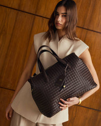 KL: Milan Hand Woven Cabin Bag in Choco