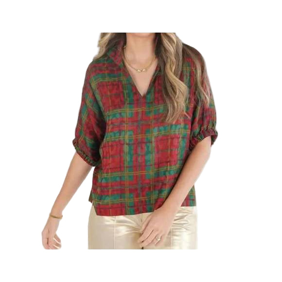 Emily McCarthy Poppy Top in Tartan Cheetah-FINAL SALE-