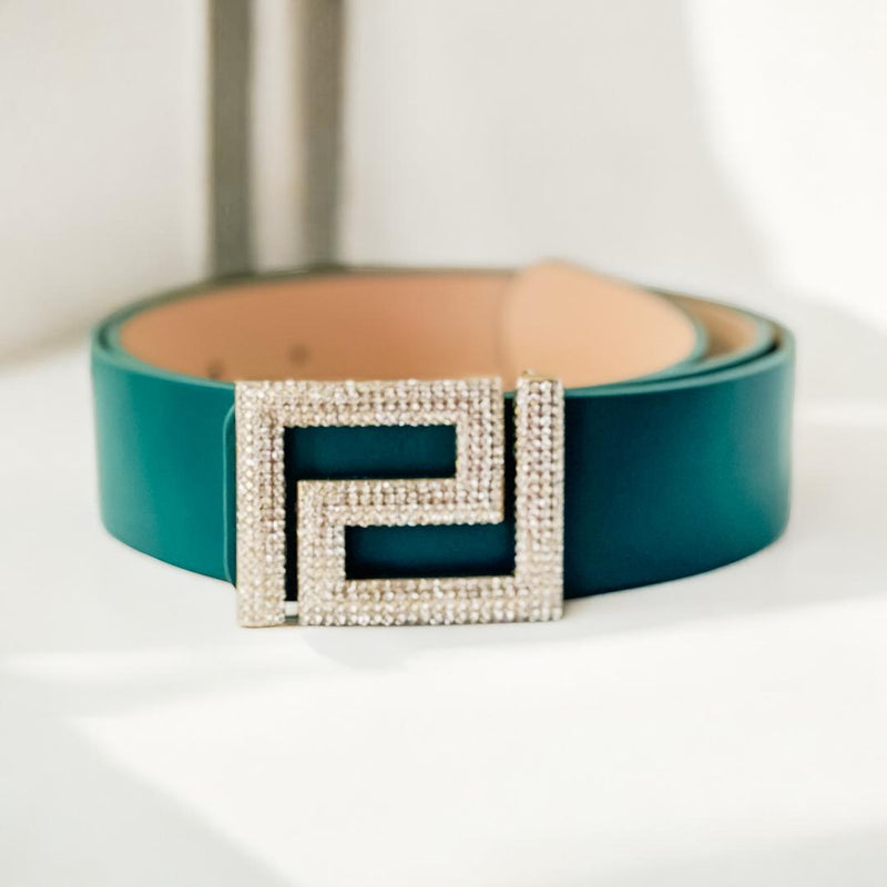 Rhinestone Teal Belt