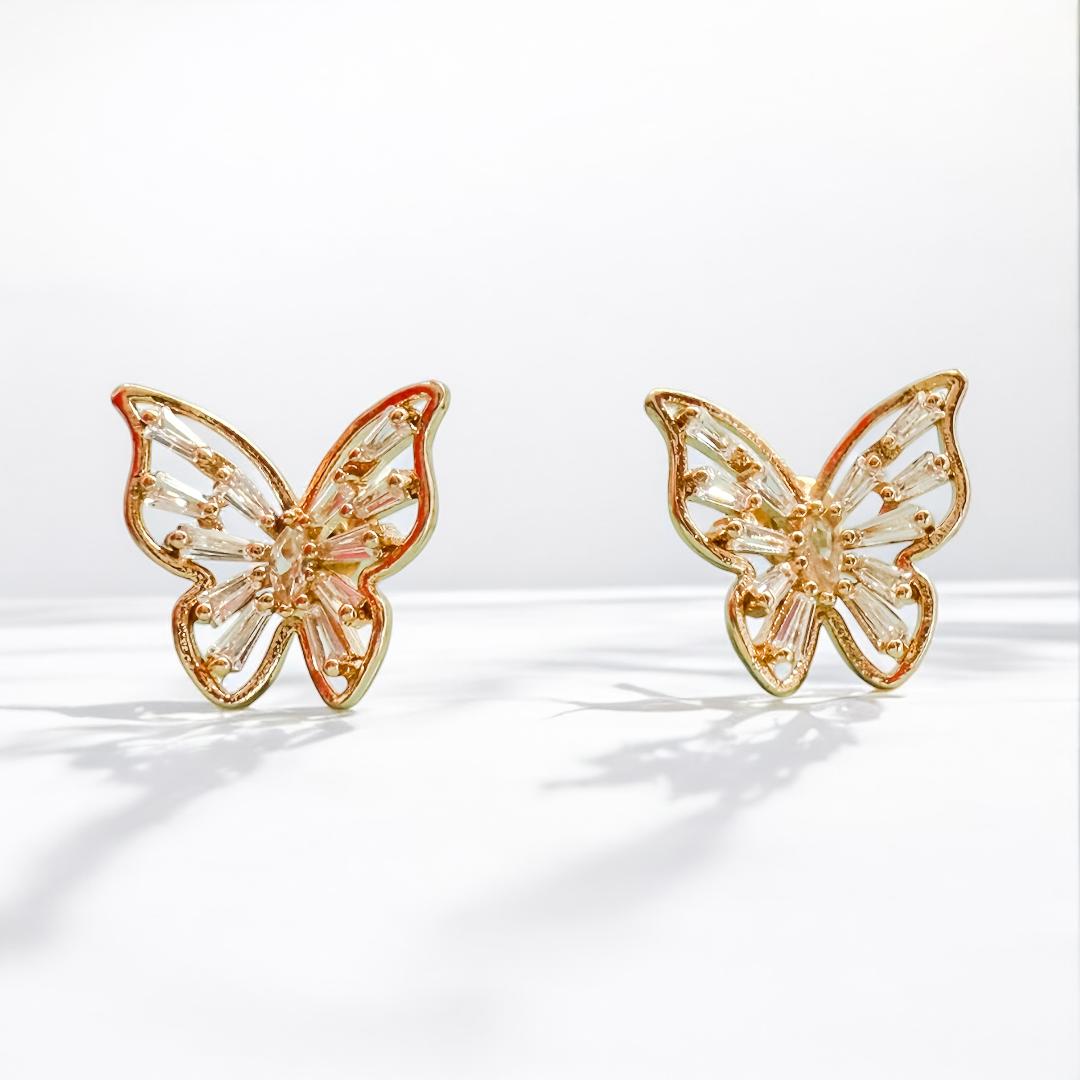 Pave Glass Butterfly Earrings